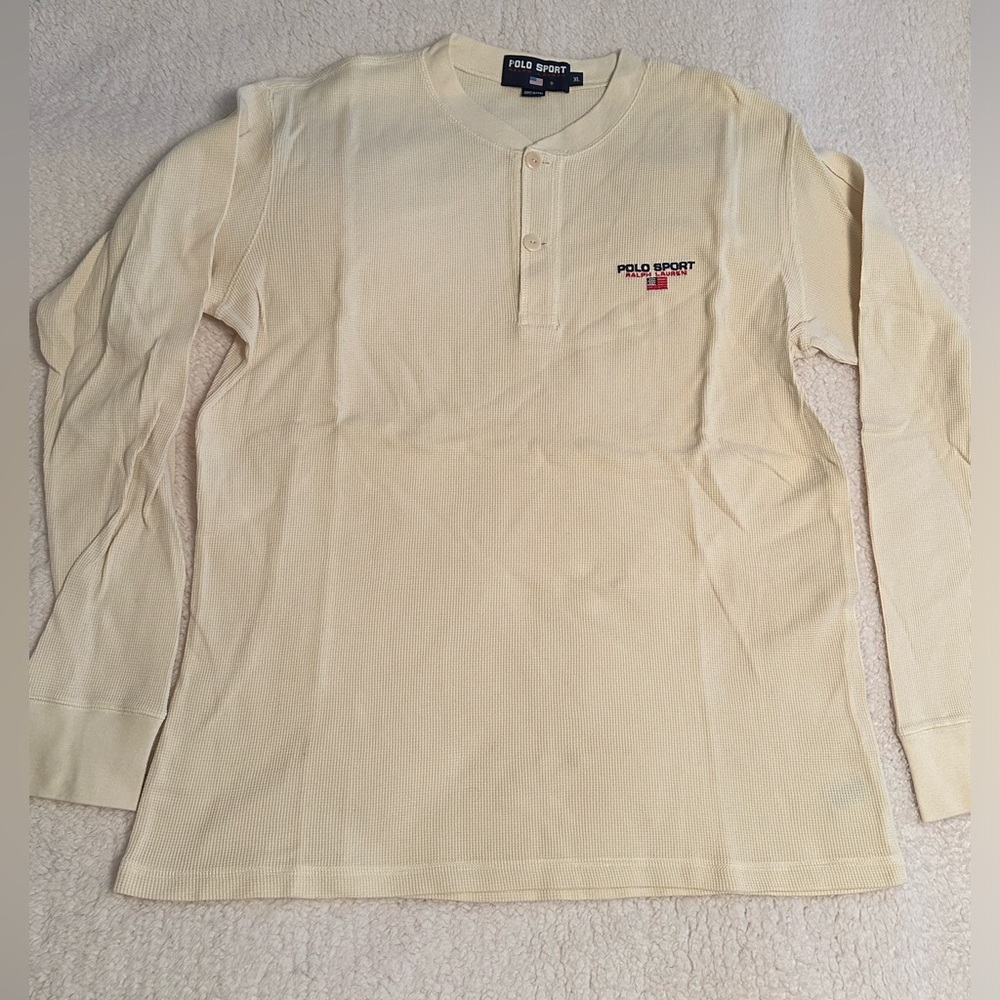 Vintage 90s Polo Sport Ralph Lauren LS Waffle Thermal style Shirt Adult Size XL - Picture 2 of 3
